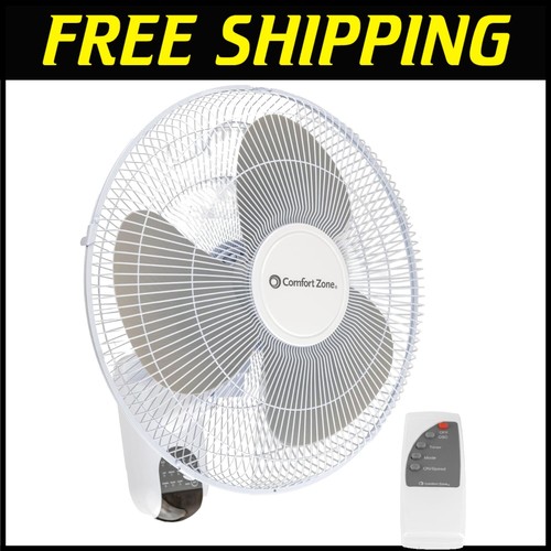 16” Quiet 3-Speed Wall Mount Fan with Remote – Ideal for Home & Office