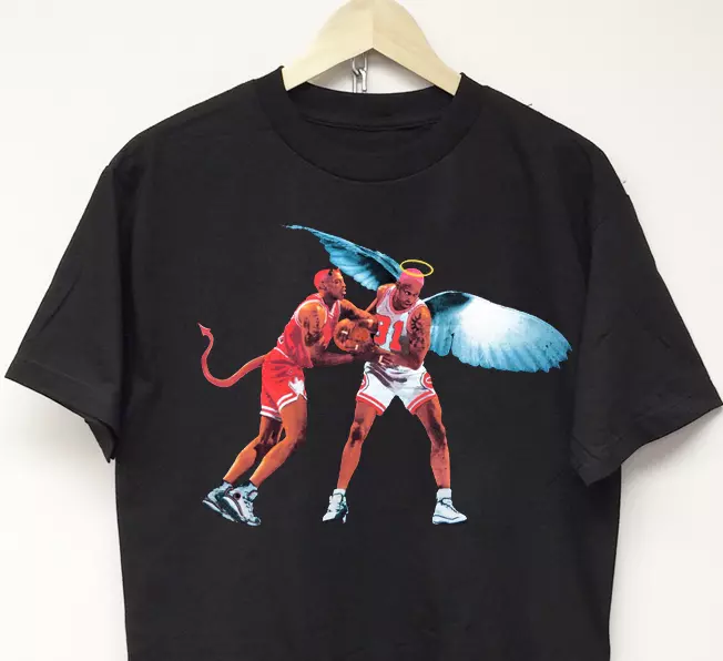 Dennis Rodman T Shirt Chicago Bulls Vintage Rap Tee Off White