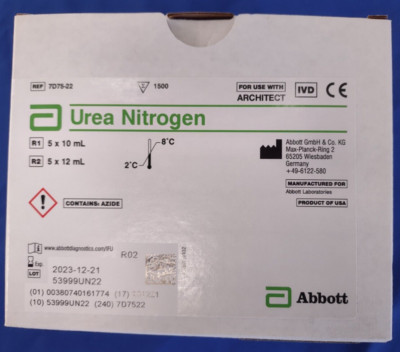 Abbott Architect C4000/C8000 Urea Nitrogen Reagent (1,500 Tests/Kit) PN# 07D7522
