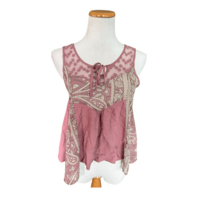 Womens Pac Sun LA Hearts Mixed Media Sleeveless Asymmetrical Boho Top - Sz S
