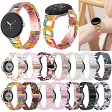 Luxury D Link Resin Watch Band Stainless Steel Strap For Google Pixel Watch 1 2