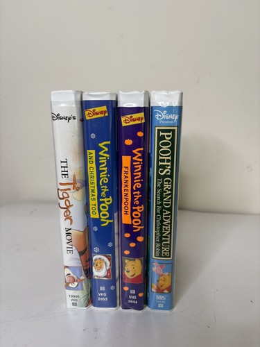 Disney Winnie The Pooh VHS Christmas Halloween Tigger Movie Grand Adven Lot of 4