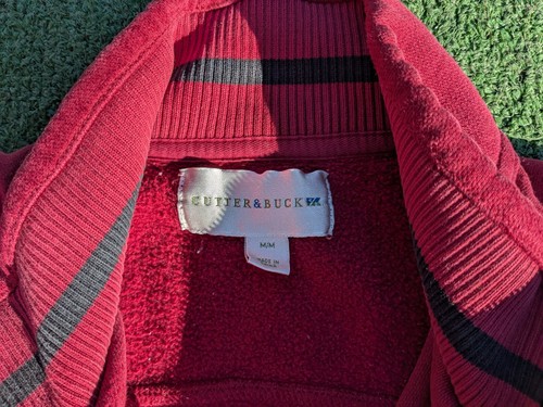 Cutter & Buck Sweatshirt Mens Med Red Quarter Zip Fleece L/S Pullover Top EUC - Picture 6 of 8