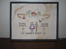 ANTIQUE VINTAGE CROSS STITCH PICTURE