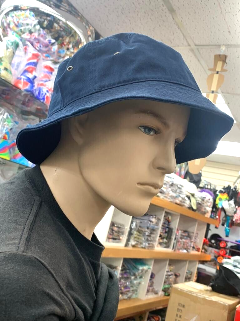 Navy Cotton Bucket Hat for Fishing Camping Sun Protection-image