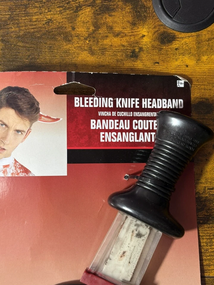 Bleeding Knife Headband Toy Prop Fancy Dress Halloween Adult Costume Accessory - Image 2 of 3