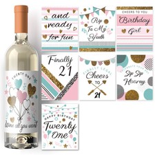 1set 16 Sheets 8 Patterns Coated Paper Adhesive Sticker Wine Bottle Adhesive