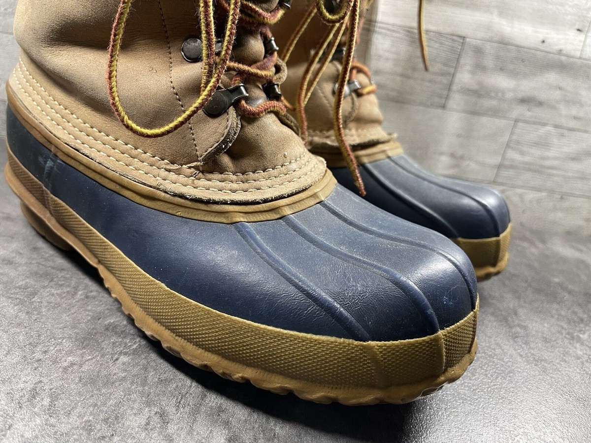 Vtg L.L. Bean Hunting Boots Men 7 M Duck Shoes Brown Blue 