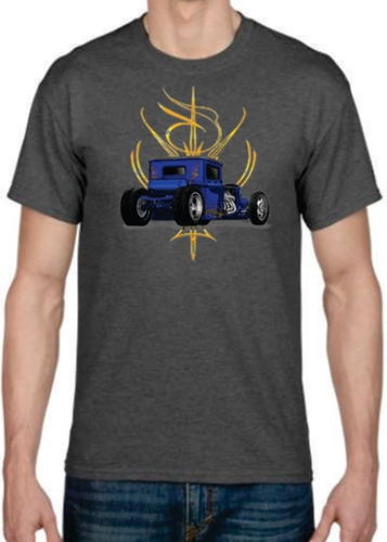 Adult DryBlend® T-Shirt - ( PINSTRIPE BLUE- HOT ROD) - Picture 24 of 44