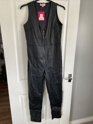 rosa Boutique Turning Heads schwarz PU Jumpsuit Gr. 16 neu 