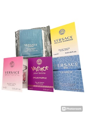 5pc versace perfume samples-Bright Crystal, Eros, Yellow Diamond, Dylan Purple