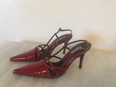 Sz.6 Carles By Carles Sastara  Patent Leather Cherry Red Sling Back  Heel Shoes
