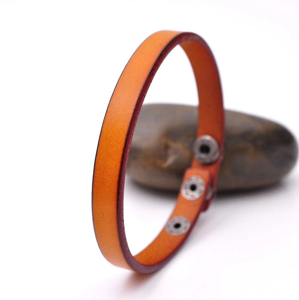 Surfer Fashion Genuine Leather Bracelet Cuff Wristband Single Wrap Men Women - Image 3 of 4