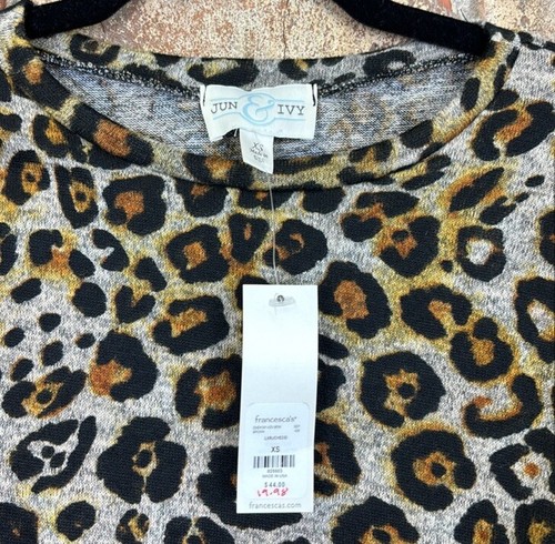 Jun & Ivy Cheetah Leopard Print Long Sleeve Dress XS NWT - Picture 3 of 5