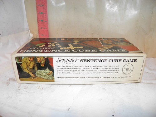SCRABBLE SENTENCE CUBE GAME - SELCHOW & RIGHTER # 96 NEW IN OPEN BOX FROM 1971 - Picture 2 of 4