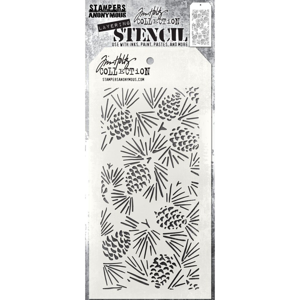 Ranger Tim Holtz Pine Cones Fir Branches Layering Stencil Christmas Card Making