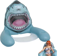 33" Shark Swimming Floats Inflatable Pool Raft Tube Summer Gift Toys US Stock