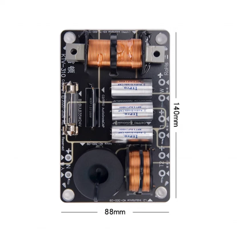 500W 2Way 3Unit Dual Tweeter One Bass Speaker Frequency Divider Crossover Filter - Image 2 of 4