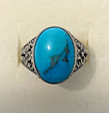 Blue Howlite Cabochon Sterling Silver 925 Size 9 Filigree Ring NWT