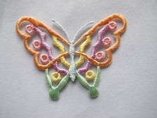  3748 Pink Yellow Hollow Butterfly Embroidery Iron On Applique Patch