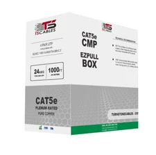 CAT5e Plenum 350MHz Cable 1000FT 24 AWG SOLID BARE COPPER BLUE,  WHITE, BLACK