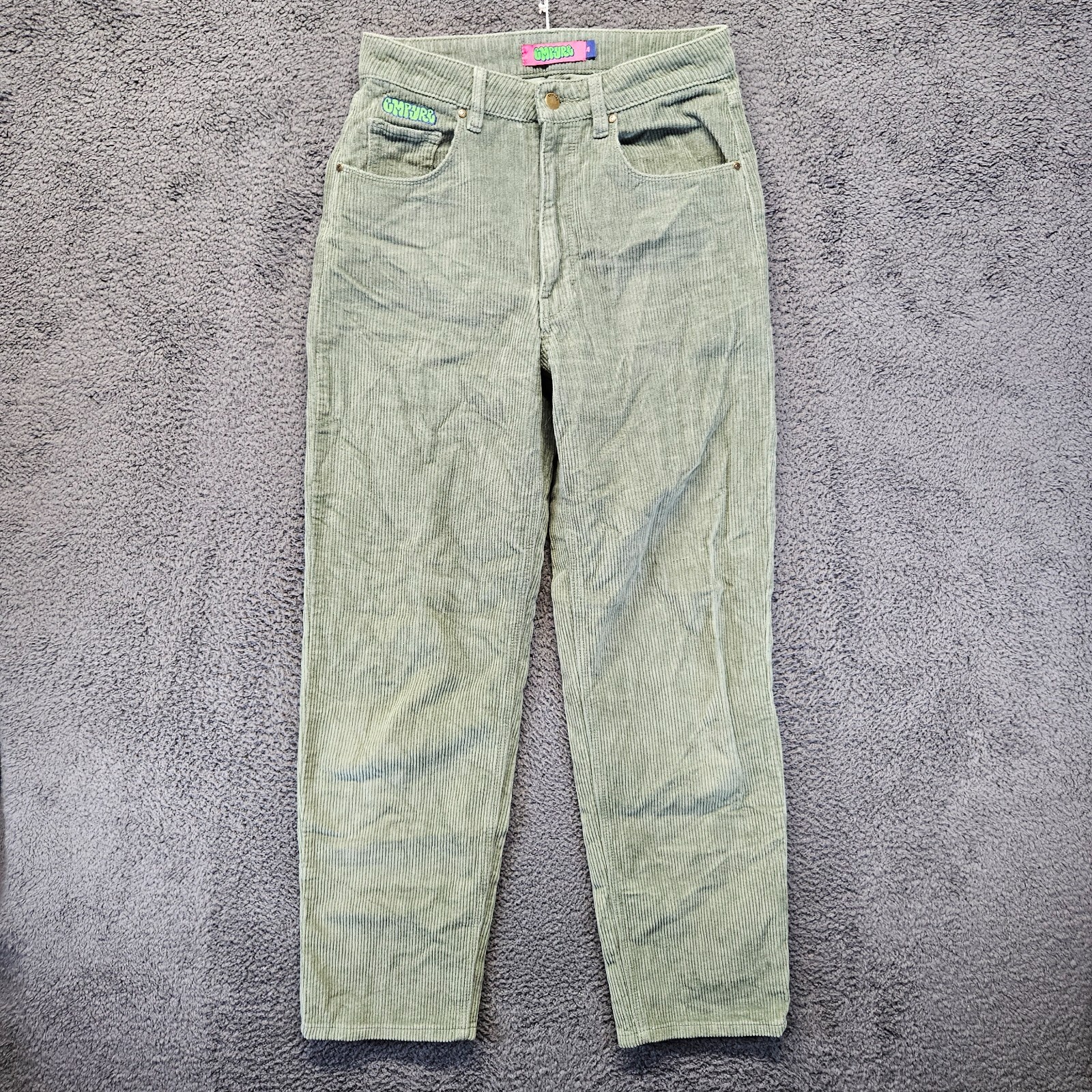 Empyre Tori Pants Women Size 4 Green Corduroy Straight Baggy Vintage