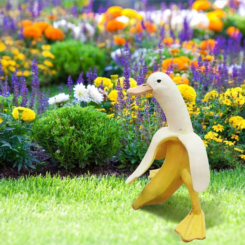 New Banana Duck Statue Vintage Ornament Sculpture Yard Garden Decoration Outdoor - Image 4 of 4