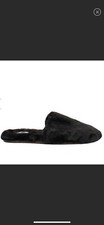 NEW VHNY Black Fuzzy Faux Fur Slide/Slippers Size 37 Retail 79
