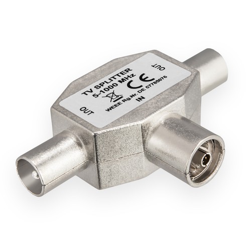 TV Splitter Adapter Antennen Verteiler Zweitgeräte 2 fach Kabel Kupplung HD 4K - Bild 2 von 4