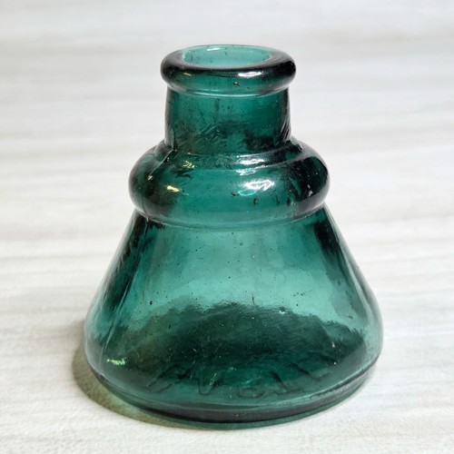 Rare Medium Teal Blue Carter’s 1897 EMB Hand Blown Cone Ink Bottle Made in USA