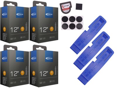 4x Fahrradschlauch Schwalbe 12+ 12.5 Zoll Blitzventil 47-203/62-203 +Reifenheber