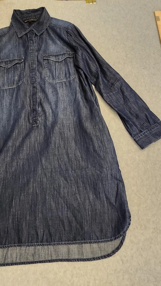 Vestido Camisa Casa Blanca Mercado Negro Mujer 14 Azul Denim Manga Larga Popover Foto 2 de 4