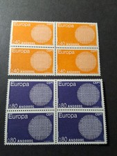 Andorra Europa (French) (1970) - Scott # 196 - 197 Blocks Of 4 MNH