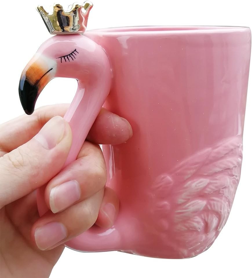 16 oz Cute Pink Coffee Mug Ceramic Flamingo Gift 16 Ounces, 16 