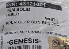 Southwire Genesis 4312 16/4C Solid Riser Fire Alarm Cable Wire FPLR White /100ft