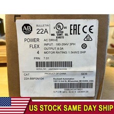 Allen-Bradley 22A-B8P0N104 PowerFlex 4 1.5 kW 2 Hp AC Drive US Free Tax