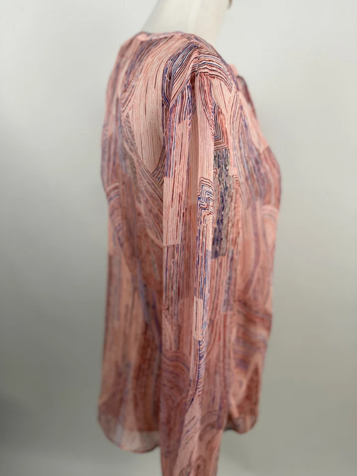 JOIE Blusa Rosa Rayas Seda Transparente con Camisola Para Mujer S Foto 2 de 4