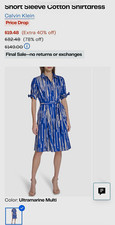Calvin Klein Womens Blue White Striped Shirt ...