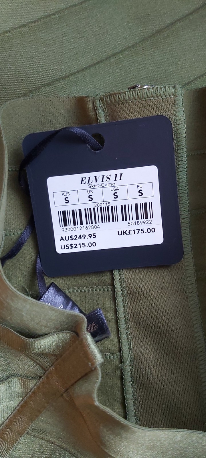 HONEY BIRDETTE SUPER RARE ELVIS II GREEN SEXY ZIP FRONT SKIRT SIZE SMALL BNWT