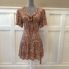 NWT Reformation Adelina Floral Print Mini Dress Size:10 Short Sleeves