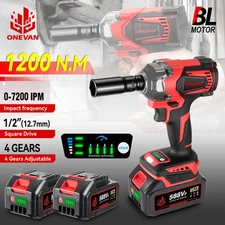 1200Nm Cordless Impact Wrench 1/2'' Brushless High Power Driver Kit With Battery
