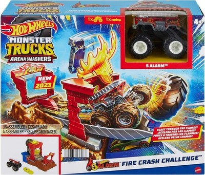 Hot Wheels Fire Crash HNB90 Monster Trucks Arena Smashers Rennbahn Spielset NEU