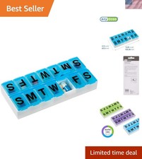 Weekly 7-Day Pill Organizer with Easy Open Contoured Bottom - Color Varies