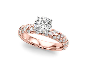 14K mehrfarbiger Gold Diamant Verlobungsring Geschenk 2,15 Kt Rundschliff IGI...