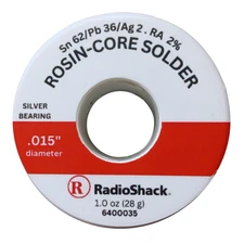 62Sn36Pb2Ag Silver Bearing Rosin Core Solder RA2% .015" 1oz