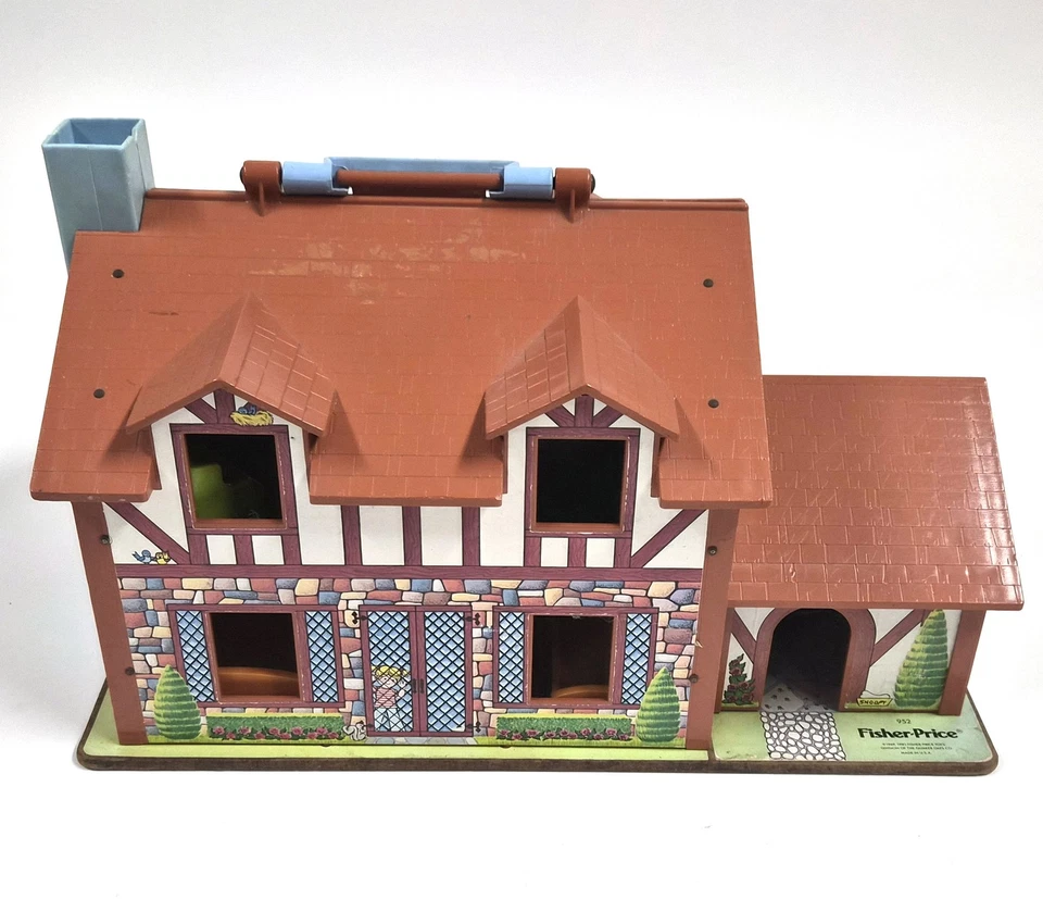 Vintage Fisher-Price Play Familie Haus No. 952 – Früh Holz Basis – Guter Zustand - Bild 3 von 4