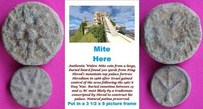 ORIGINAL Desert Patina 2 Widows Mites Herods Hoard Holy Land Artifact COA A05