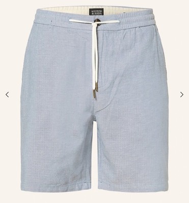 Scotch & Soda Fave Shorts Mens L Blue Linen Blend Bermuda Lightweight Comfort