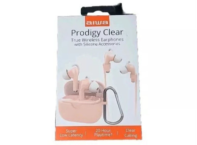 Aiwa Prodigy Clear True Wireless Earphones, 20 Hour Playtime, Low Latency, Pink 