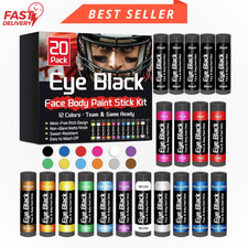20 Pack Eye Black Stick 12 Colors - Sports Face Paint Football Baseball Softball